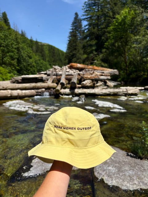 Bucket Hat | 'More Women Outside' Butter Yellow