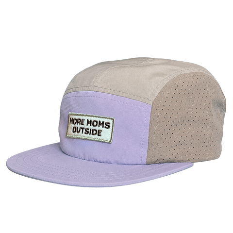 5-Panel Hat | More Moms Outside Khaki + Lilac